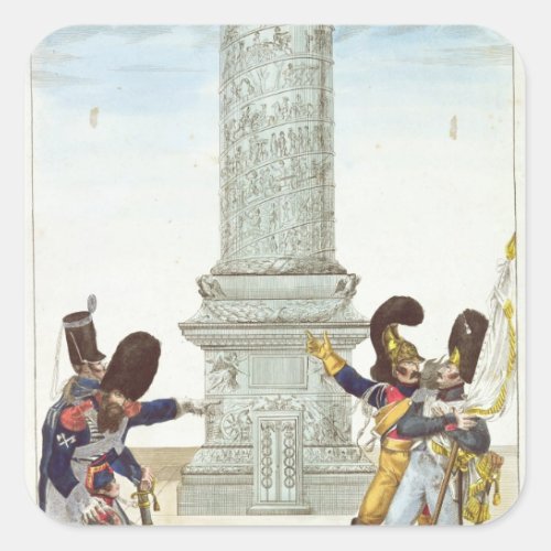 caricature of soldiers at the Colonne Vendome Square Sticker