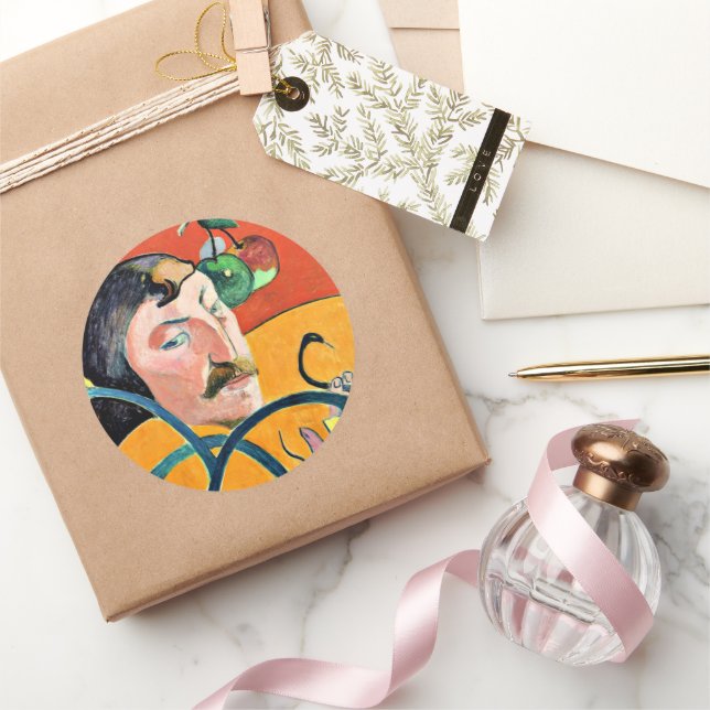 Caricature,  painting by Gauguin,  Classic Round Sticker (Gifting)