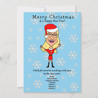 Caricature Santa Girl Business Holiday Card