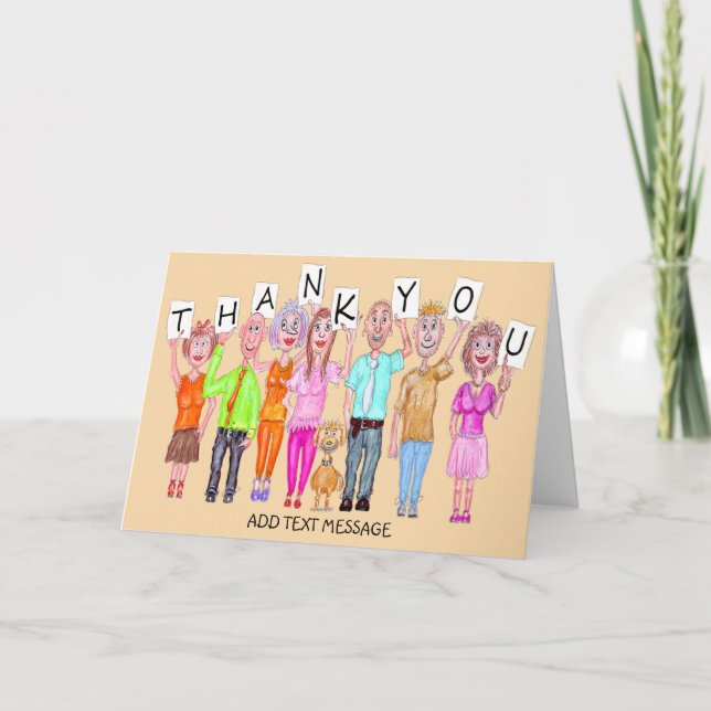 Caricatures of people saying thank you card (Front)