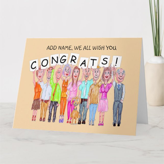 Caricatures of people wishing congratulations  card (Front)