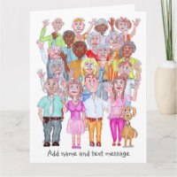 Caricatures of Sad People Waving