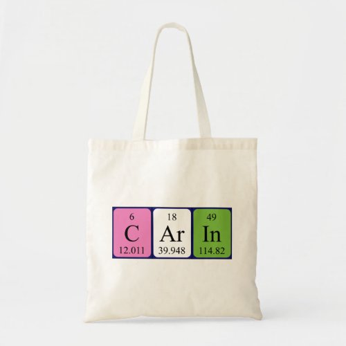 Carin periodic table name tote bag