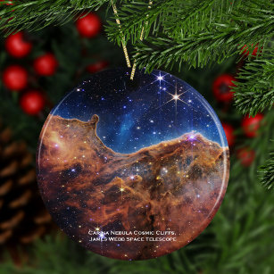 Carina Nebula Cosmic Cliffs James Webb Christmas Ceramic Ornament
