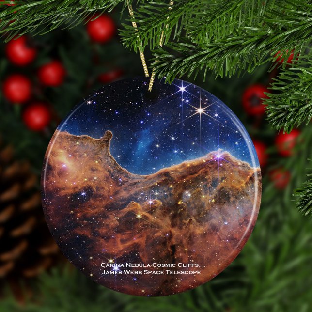 Carina Nebula Cosmic Cliffs James Webb Christmas Ceramic Ornament (Creator Uploaded)