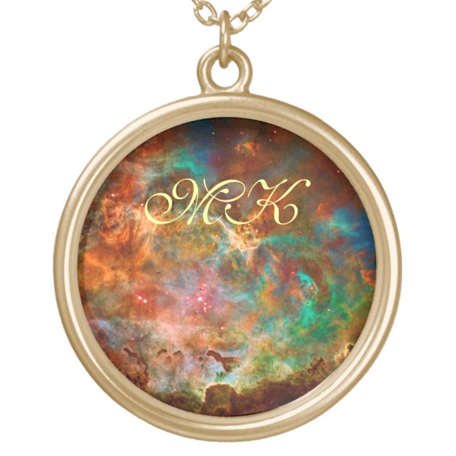 Carina Nebula in Argo Navis constellation Gold Plated Necklace (Front)
