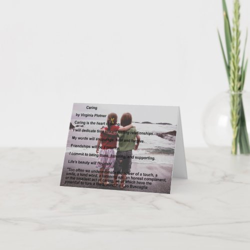 Caring affirm ation note card blank inside