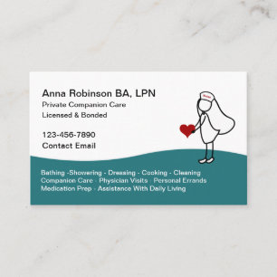 Caring Companion Care LPN Nurse Business Card