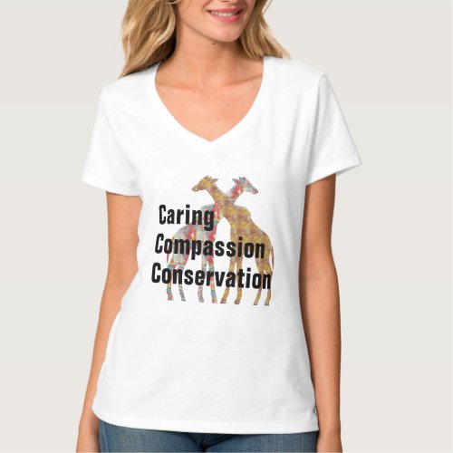 caring compassion conservation save black giraffe T_Shirt