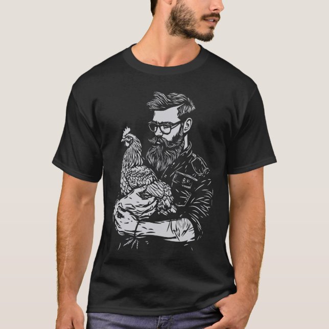 Caring Farmer with Chicken T-Shirt (Front)