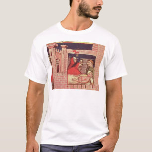Caring for an injured man in a castle T-Shirt