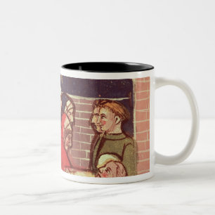 Caring for an injured man in a castle Two-Tone coffee mug
