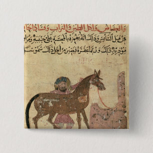 Caring for the horse, illustration pinback button
