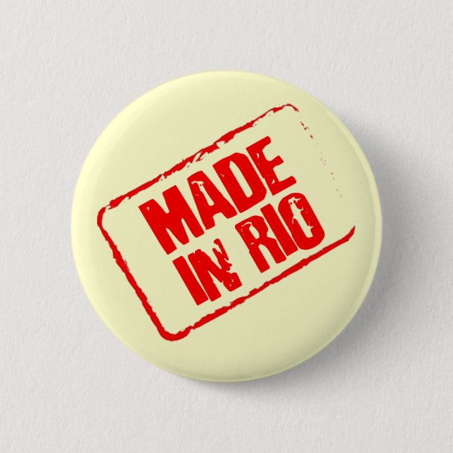 CARIOCA MADE IN RIO STAMP PINBACK BUTTON (Front)