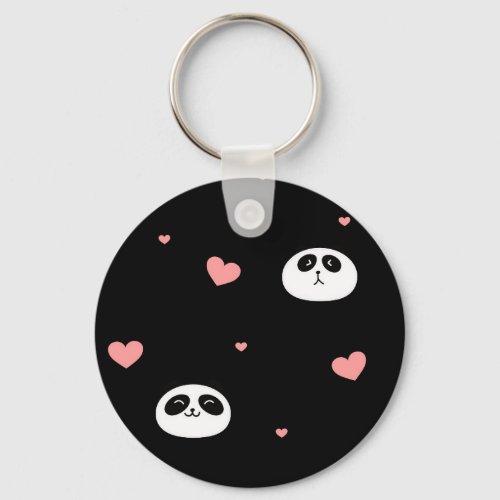 Caritas de pandas con corazones keychain