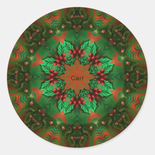 CARL CHRISTMAS SHADES  red and green   Classic Round Sticker