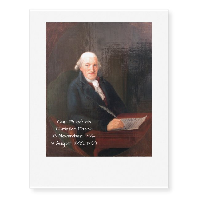 Carl Friedrich Christian Fasch 1790 Temporary Tattoos (Front)