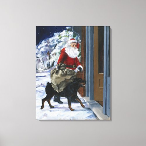 Carl Helping Santa Claus from Carls Christmas b Canvas Print