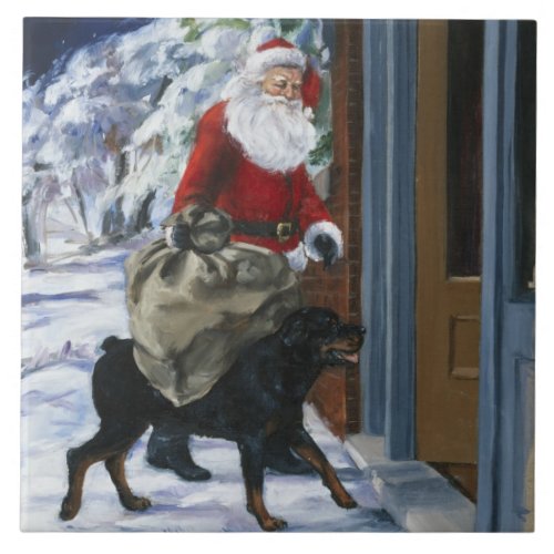 Carl Helping Santa Claus from Carls Christmas b Ceramic Tile