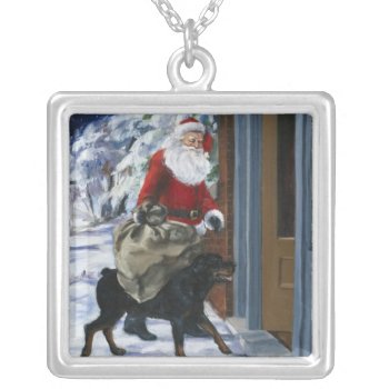 Carl Helping Santa Claus From <carl's Christmas> B Silver Plated Necklace by corbisimages at Zazzle