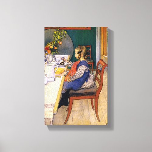 Carl Larsson A Late Risers Miserable Breakfast Canvas Print