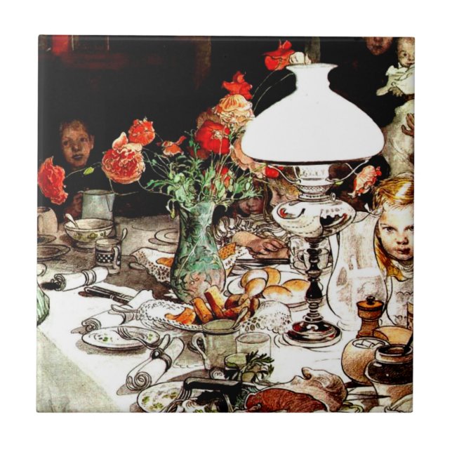 Carl Larsson - Around the Lamp Ceramic Tile (Front)