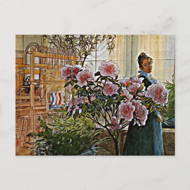 Carl Larsson art: Azalea Postcard (Front)