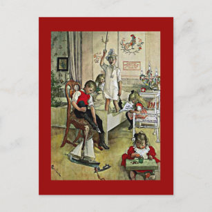 Carl Larsson Der Tag vor Weihnachten Kinder an der Tür Postkarte 