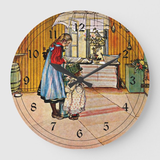 Carl Larsson art: The Kitchen Large Clock (Front)