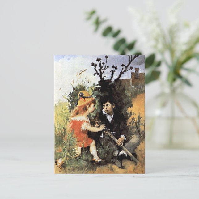 Carl Larsson artwork, Clair Obscur,  Postcard (Standing Front)