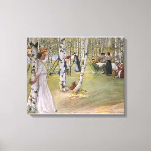 Carl Larsson _ Breakfast In The Open Canvas Print