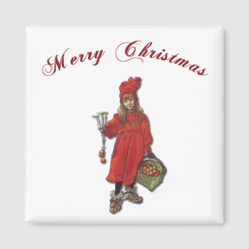 Carl Larsson Brita as Iduna Says Merry Christmas Magnet