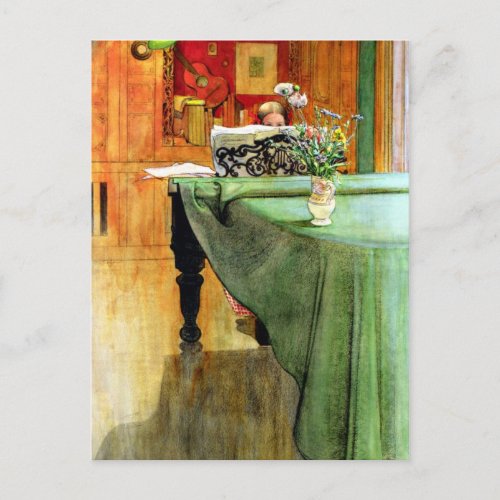 Carl Larsson Brita at the Piano Postcard