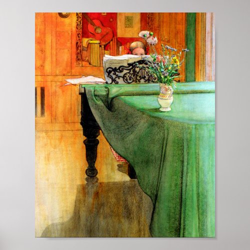 Carl Larsson _ Brita At The Piano Poster