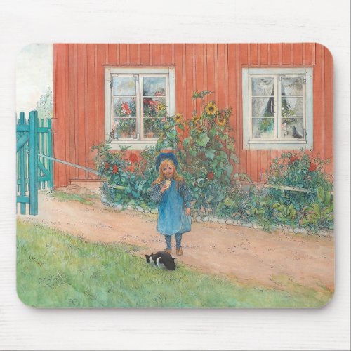 Carl Larsson _ Brita With A Cat Mouse Pad