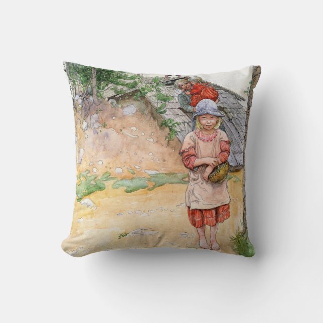 Carl Larsson By The Cellar Family Throw Pillow (Front)