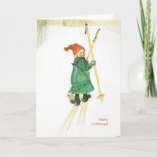 Carl Larsson Christmas Esbjorn on Skis Holiday Card