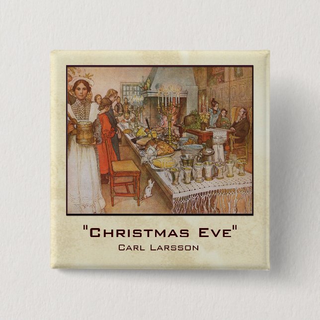 Carl Larsson Christmas Eve Pinback Button (Front)