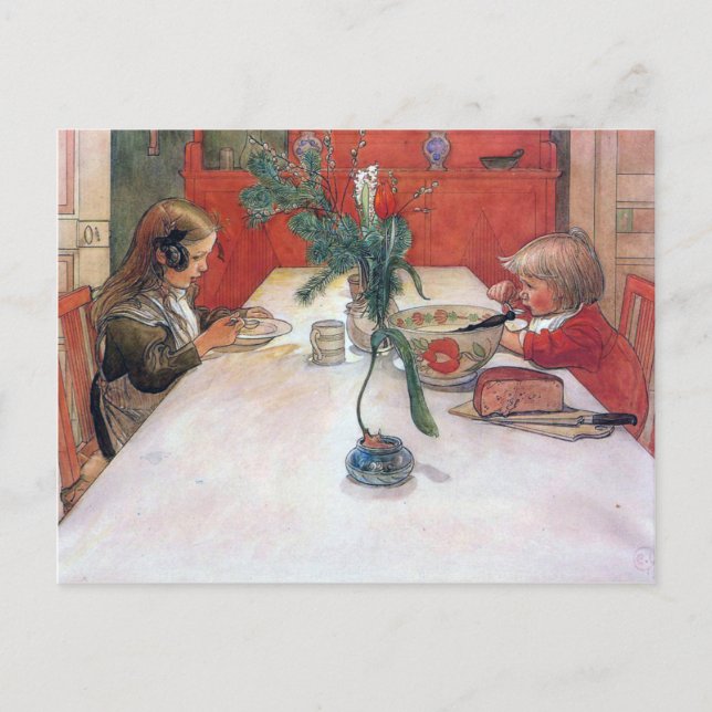 Carl Larsson Christmas Holiday Evening Meal Postcard (Front)