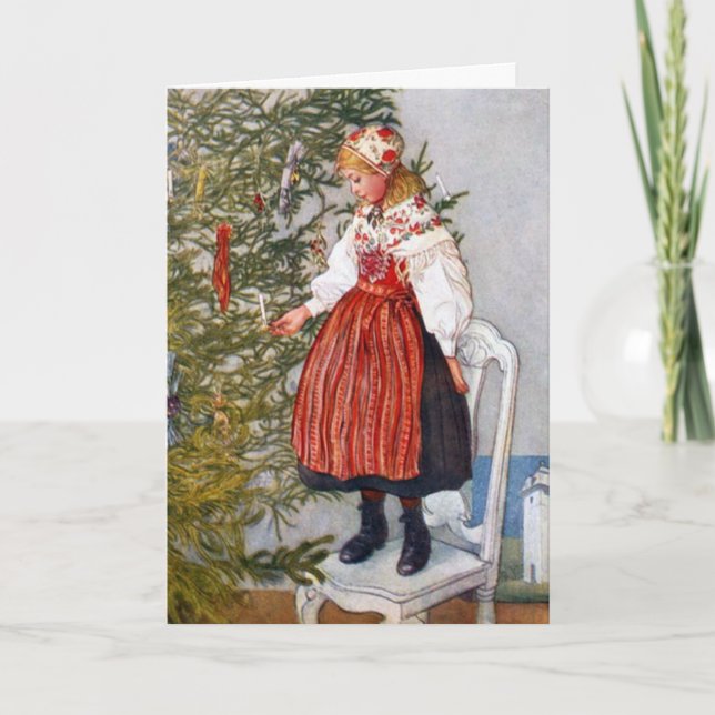 Carl Larsson Christmas Tree Custom Card Template (Front)