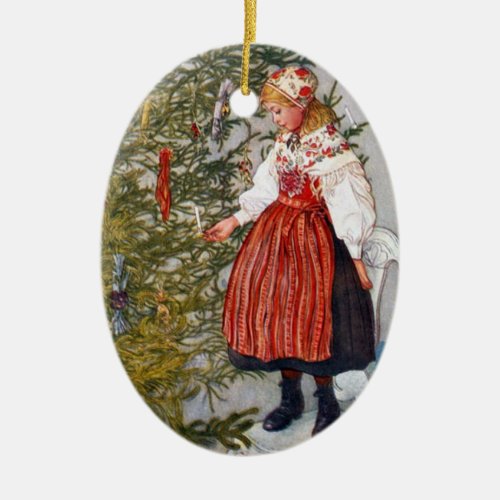 Carl Larsson Christmas Tree Custom Ornament Oval