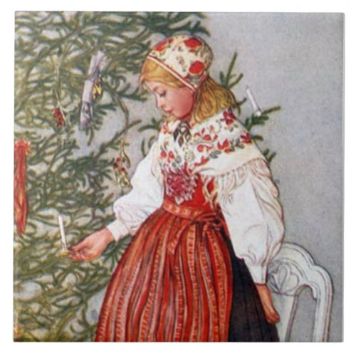 Carl Larsson Christmas Tree Fine Art Tile Trivet