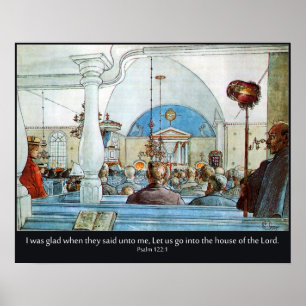Carl Larsson Church with Psalm 122 I Was Glad Poster