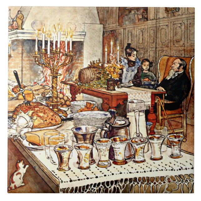 Carl Larsson: Detail of Christmas Eve, Ceramic Tile (Front)