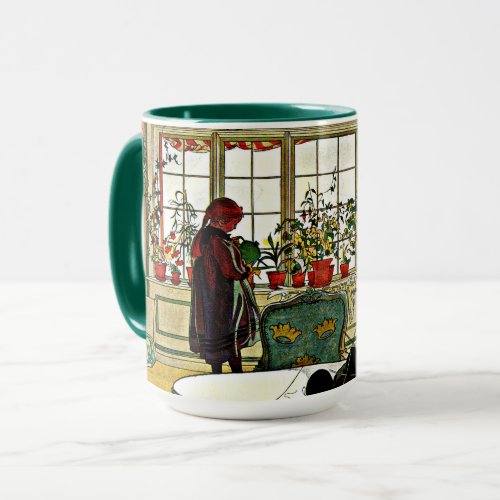 Carl Larsson _ Flowers on a Windowsill fine art Mug