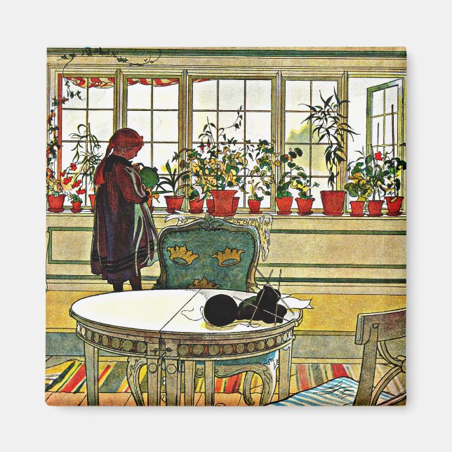 Carl Larsson - Flowers on a Windowsill  Magnet (Front)