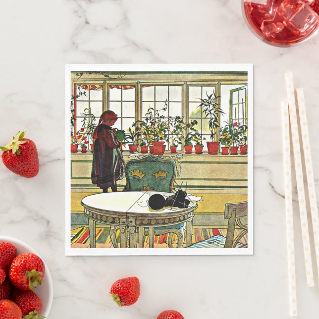 Carl Larsson - Flowers on a Windowsill  Napkins (Insitu)