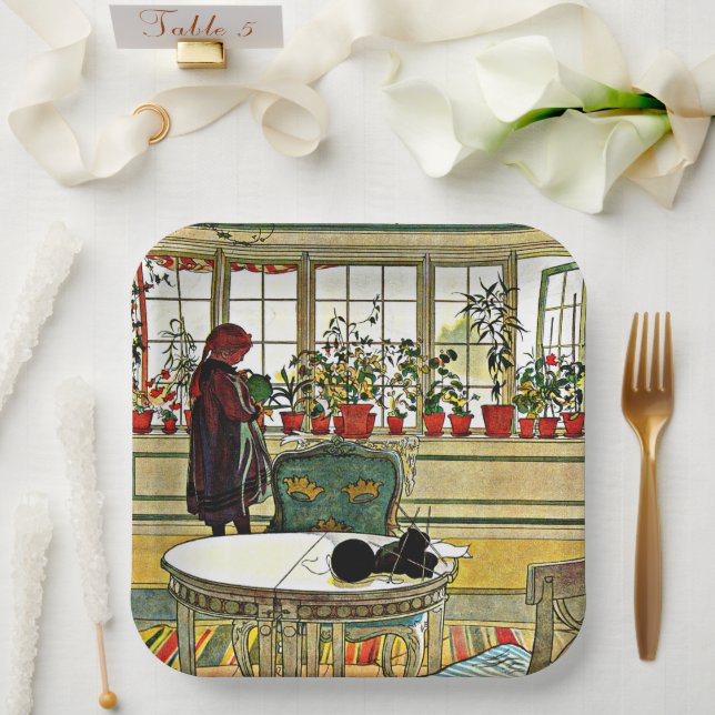 Carl Larsson - Flowers on a Windowsill  Paper Plates (Wedding)