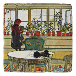 Carl Larsson - Flowers on a Windowsill Trivet