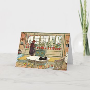 Carl Larsson - Flowers On The Windowsill Card by Virginia5050 at Zazzle
